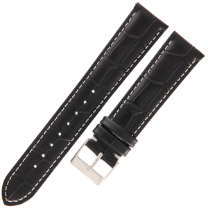 TEKLA K11 - 20mm - Krokodyl - CZARNY - Skórzany pasek do zegarka