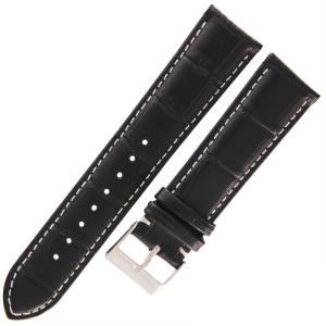 TEKLA K11 - 22mm - Krokodyl - CZARNY - Skórzany pasek do zegarka