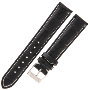 TEKLA K11 - 18mm - Krokodyl - CZARNY - Skórzany pasek do zegarka