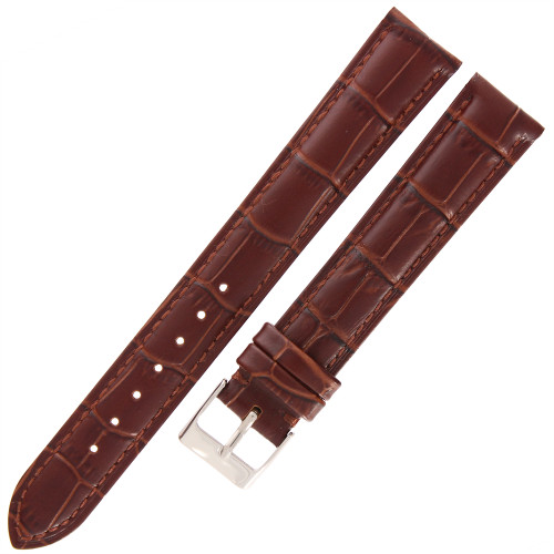 TEKLA K20 XL - 18mm - Krokodyl - BRĄZOWY - Skórzany pasek do zegarka