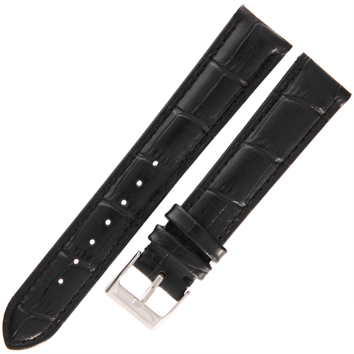 TEKLA K10 - 18mm - Krokodyl - CZARNY - Skórzany pasek do zegarka