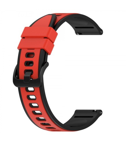 DILOY BR44 - CZERWONY/CZARNY - 20mm - Silikonowy pasek do zegarka