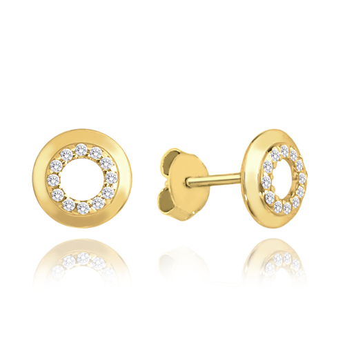 MINET Gold - Au585 / 1,10g - Złote kolczyki z białymi cyrkoniami