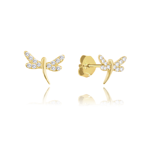 MINET Gold - Au585 / 1,00g - Złote kolczyki WAŻKI z białymi cyrkoniami