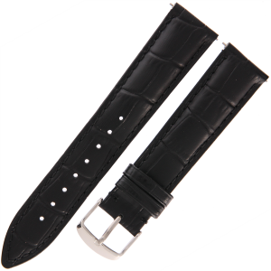 DILOY 424 - CZARNY - 20mm - Skórzany pasek do zegarka o strukturze krokodyla