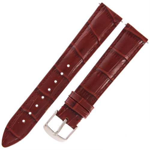 DILOY 424 - ŚREDNI BRĄZ - 18mm - Skórzany pasek do zegarka o strukturze krokodyla