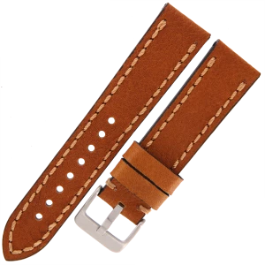 TEKLA PL20A - 22mm - JASNY BRĄZ - Gruby - Skórzany pasek do zegarka