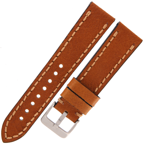 TEKLA PL20A - 22mm - JASNY BRĄZ - Gruby - Skórzany pasek do zegarka