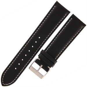 TEKLA E11 - 22mm - CZARNY / p.Białe - Skórzany pasek do zegarka