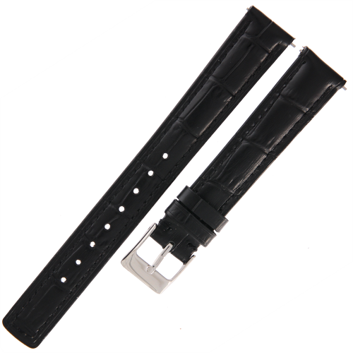 TEKLA KQ10 - 16mm - Krokodyl - CZARNY - Skórzany pasek do zegarka