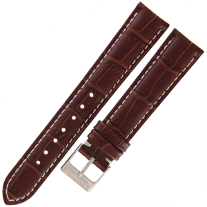 TEKLA K21 - 18mm - Krokodyl - BRĄZOWY - Skórzany pasek do zegarka