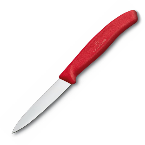 VICTORINOX 6.7601 - 8cm - CZERWONY - Nóż o gładkim ostrzu do warzyw i owoców