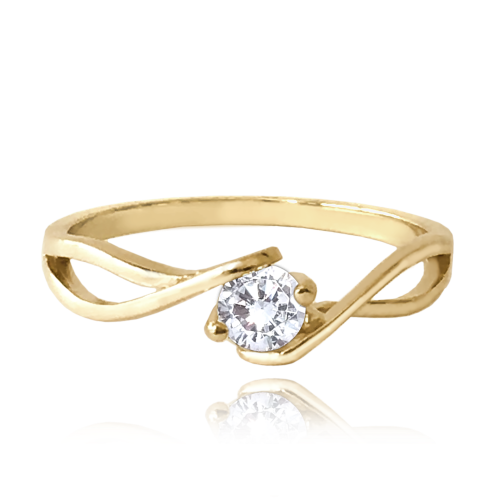 MINET - Au585 / 1,70g - Złoty pierścionek zaręczynowy z białą cyrkonią - roz.14