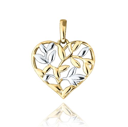 MINET Gold - Au585 / 0,80g - Złoty wisiorek serce z płatkami