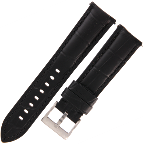 DILOY 395 - CZARNY - 22mm - Skórzany pasek do zegarka o strukturze krokodyla