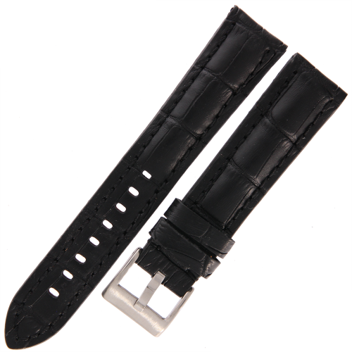 DILOY 395 - CZARNY - 20mm - Skórzany pasek do zegarka o strukturze krokodyla