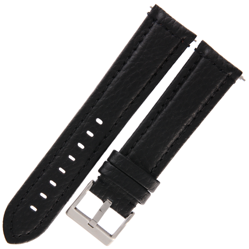 DILOY 394 - CZARNY - 22mm - Skórzany pasek do zegarka o strukturze bizona