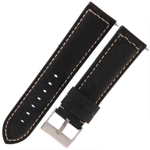 DILOY 396 - CZARNY - 24mm - Skórzany pasek do zegarka