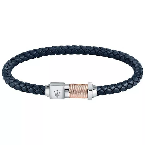 MASERATI Recycled Leather JM223AVE16 - Męska - Bransoletka skórzana - Granatowa