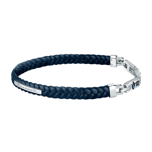 MASERATI Recycled Leather JM222AVE04 - Męska - Bransoletka skórzana - Granatowa