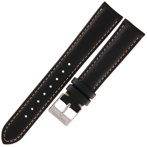 TEKLA E11 - 18mm - CZARNY / p.Białe - Skórzany pasek do zegarka