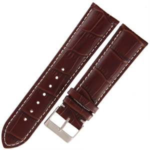 TEKLA K21 - 22mm - Krokodyl - BRĄZOWY - Skórzany pasek do zegarka