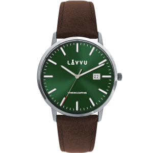 LAVVU LWM0261 - Copenhagen Titanium Green - Męski - Zegarek na pasku skórzanym