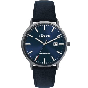 LAVVU LWM0262 - Copenhagen Titanium Blue - Męski - Zegarek na pasku skórzanym