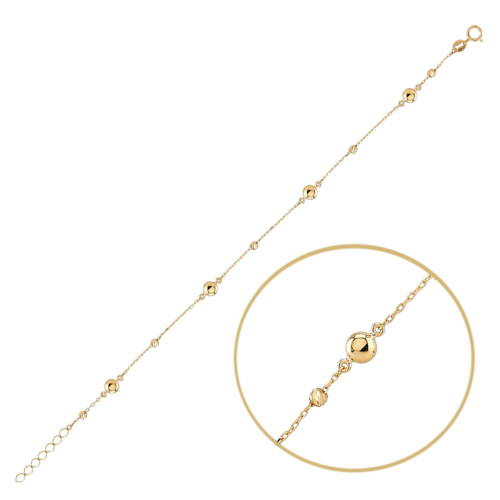 MINET Gold - Au585 / 1,30g - Elegancka złota bransoletka z kulkami