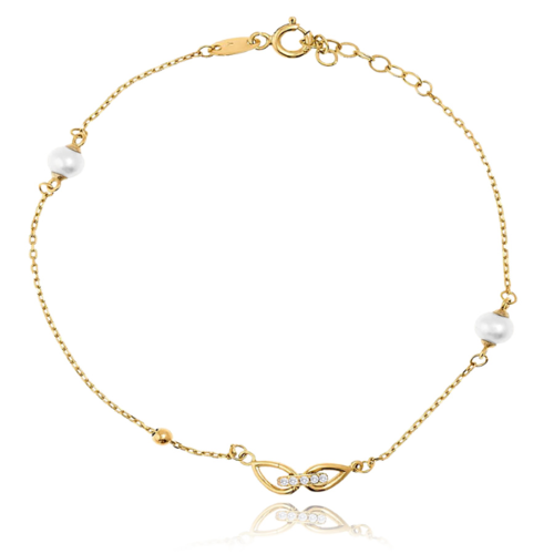 MINET Gold - Au585 / 1,65g - Złota bransoletka z naturalnymi perłami