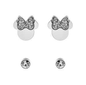 DISNEY - Minnie Mouse - Stalowe kolczyki z białymi cyrkoniami