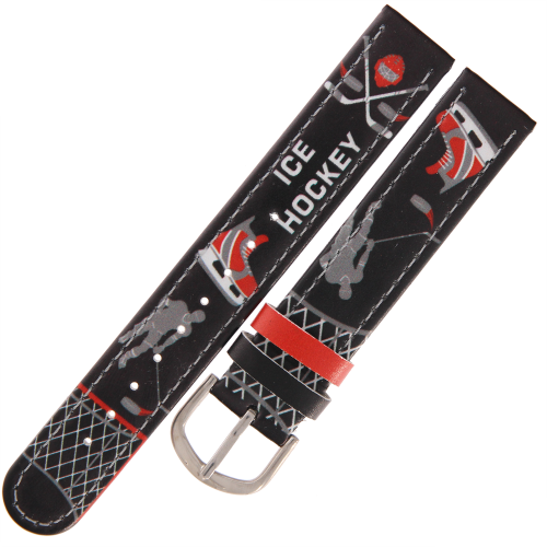CLOCKODILE CSB0110 - 16mm - CZARNY z Hokejem - Pasek do zegarka