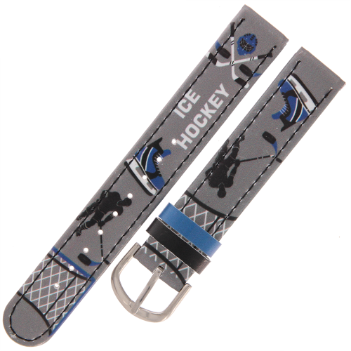 CLOCKODILE CSB0112 - 16mm - SZARY z Hokejem - Pasek do zegarka