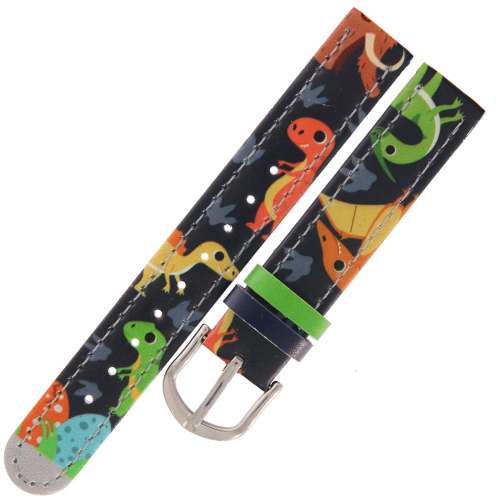 CLOCKODILE CSB0100 - 14mm - CZARNY z Dinozaurami - Pasek do zegarka