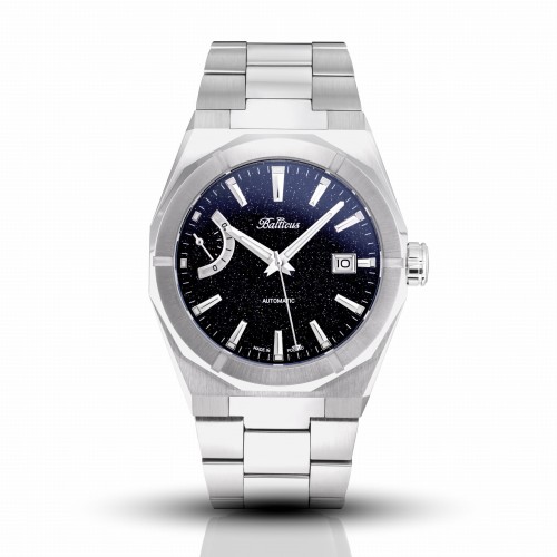 BALTICUS Star Dust Silver/Awenturyn - Męski - Zegarek mechaniczny z rezerwą chodu