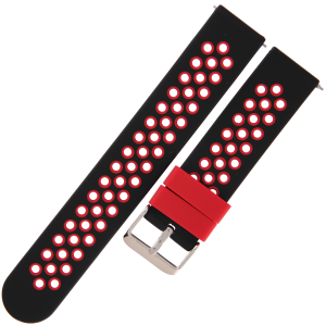 TEKLA SQX12 - 20mm - CZARNY/CZERWONY - Silikonowy pasek do zegarka lub smartwatcha