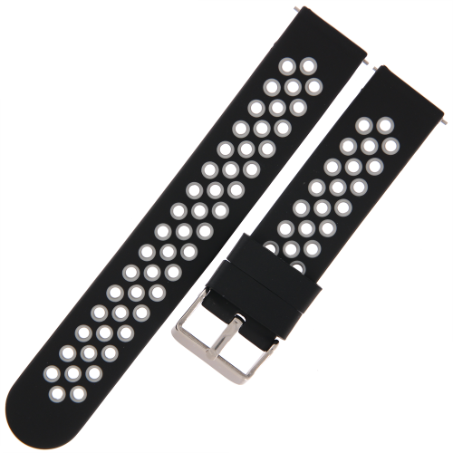 TEKLA SQX16 - 22mm - CZARNY/SZARY - Silikonowy pasek do zegarka lub smartwatcha