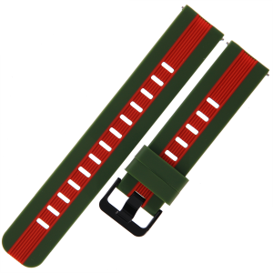 TEKLA SQA83 - 20mm - ZIELONY/CZERWONY - Silikonowy pasek do zegarka lub smartwatcha