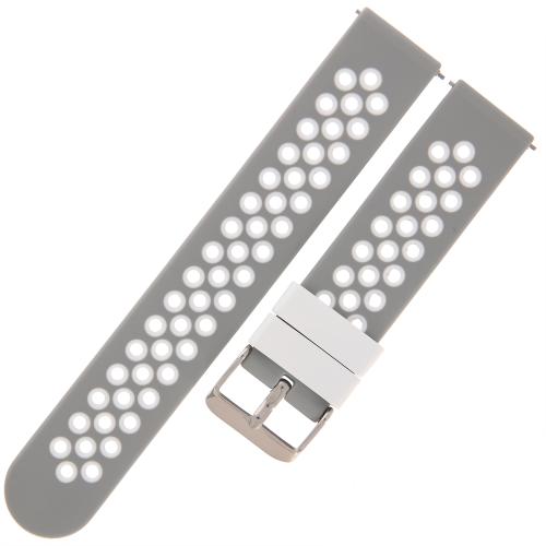 TEKLA SQX61 - 22mm - SZARY/BIAŁY - Silikonowy pasek do zegarka lub smartwatcha