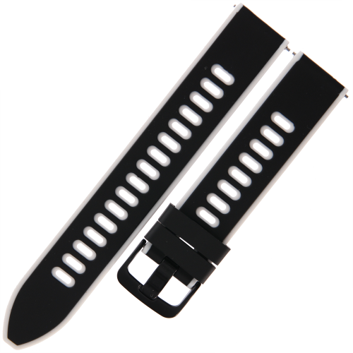 TEKLA SQD10 - 20mm - BIAŁY/CZARNY - Silikonowy pasek do zegarka lub smartwatcha