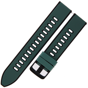 TEKLA SQD18 - 20mm - CZARNY/ZIELONY - Silikonowy pasek do zegarka lub smartwatcha