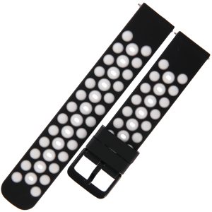 TEKLA SQB11 - 20mm - CZARNY/BIAŁY - Silikonowy pasek do zegarka lub smartwatcha