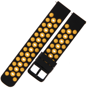 TEKLA SQB15 - 22mm - CZARNY/ŻÓŁTY - Silikonowy pasek do zegarka lub smartwatcha