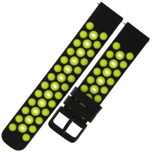 TEKLA SQB18 - 20mm - CZARNY/ZIELONY - Silikonowy pasek do zegarka lub smartwatcha