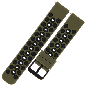 TEKLA SQB81 - 22mm - ZIELONY/CZARNY - Silikonowy pasek do zegarka lub smartwatcha