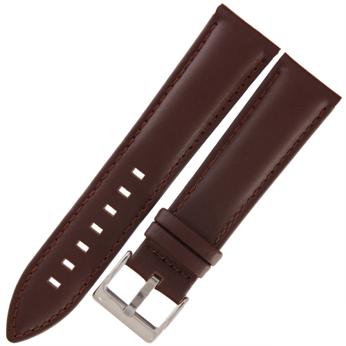 DILOY 330 - CIEMNY BRĄZ - 22mm - Skórzany pasek do zegarka o gładkiej strukturze