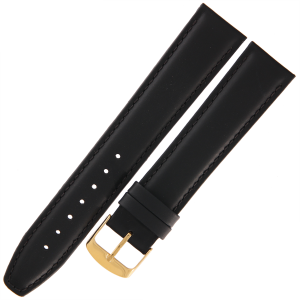 HORIDO 0077L - CZARNY - 20mm - Skórzany pasek do zegarka o strukturze Gładkiej