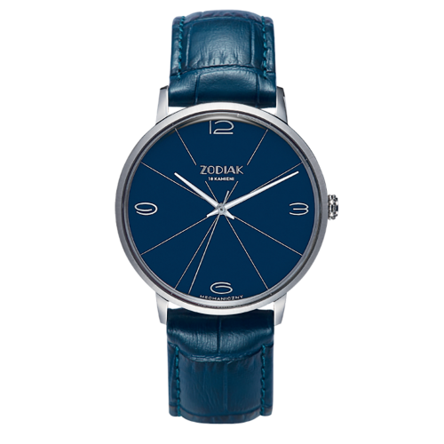 BŁONIE Zodiak Mechanical Granatowy (szafir) - Męski - Zegarek mechaniczny z ręcznym naciągiem