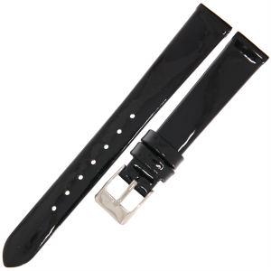 TEKLA G1P - 14mm - CZARNY (lakierowany) - Skórzany pasek do zegarka