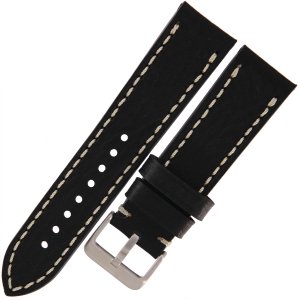 TEKLA PL11 - 24mm - CZARNY - Gruby - Skórzany pasek do zegarka
